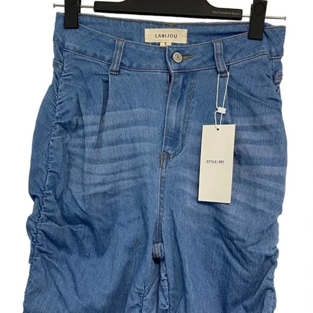New Labijou Womens Small Jeans Blue Light Wash Denim High Rise